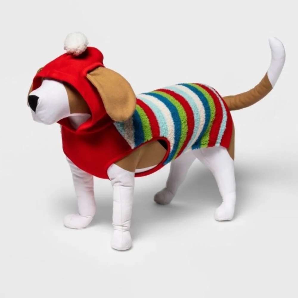 Wondershop Dog Sherpa/Fleece sweater with Santa Hoodie and White PomPom Size XXL - Picture 1 of 14